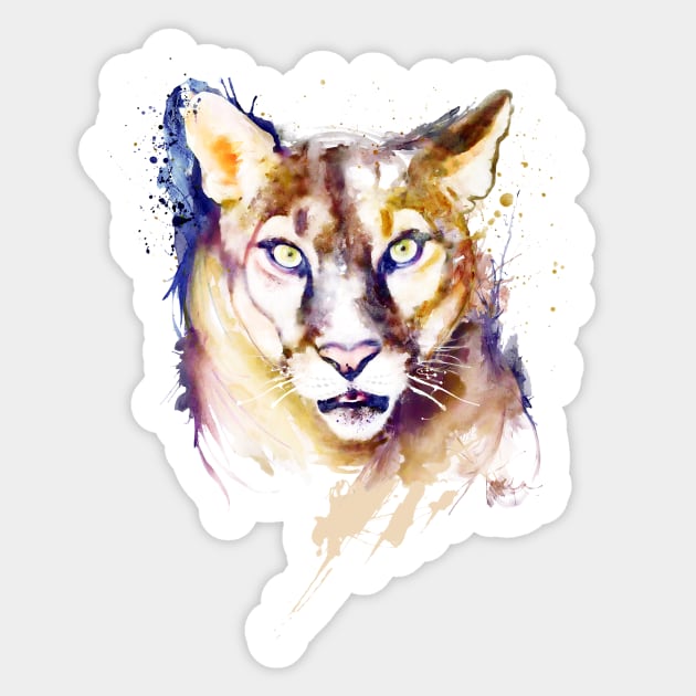 Mountain Lion Head Sticker by Marian Voicu